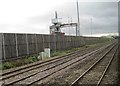 ST2479 : View from a Bristol-Cardiff train - Wentloog freight terminal by Nigel Thompson