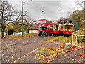 SD8303 : Bus and Trams Outside Lakeside Tram Depot at Heaton Park by David Dixon