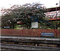 SJ7009 : European Regional Development Fund notice on platform 2 at  Telford Central railway station by Jaggery