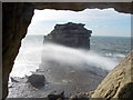 SY6768 : Bill of Portland: sea spray passing Pulpit Rock by Chris Downer