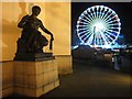 SP0686 : Sculpture on the Hall of Memory with the big wheel by Philip Halling