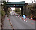 SJ8005 : Cones under Newport Road railway bridge near Cosford by Jaggery