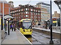 SJ8498 : Metrolink Tram at Shudehill by David Dixon