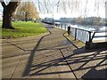 SO8454 : Sun casting shadows on a riverside path by Philip Halling