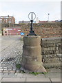 SJ3587 : The corner pillar of the ramp outside Brunswick Station by John S Turner