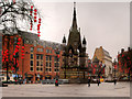 SJ8398 : Albert Square and Memorial on a Very Wet Day by David Dixon