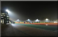 TL4358 : Floodlit athletics track in the mist by Hugh Venables