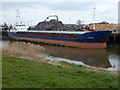 TF4510 : Cargo boat on The River Nene in Wisbech Docks by Richard Humphrey