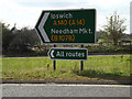 TM1154 : Roadsigns on the A140 Norwich Road by Geographer