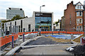 TQ3276 : The new Camberwell Library and the reconstruction of Camberwell Green, the road by Robin Stott