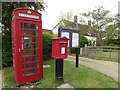 TL9563 : Telephone Box, The Old Post Office Postbox & Notice Board by Geographer