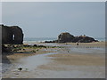 SW7554 : Perranporth beach and Chapel Rock by Chris Allen