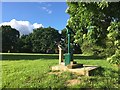 SJ8542 : Ferndown LNR: telescope and information board by Jonathan Hutchins