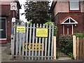 NY4054 : Closed footpath to former railway footbridge by Rose and Trev Clough