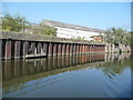 SJ6567 : Pipework in the piling, Weaver Navigation by Christine Johnstone