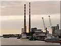 O2033 : River Liffey, Poolbeg Power Station Chimneys by David Dixon