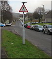 ST2194 : Warning sign - 11' 0" bridge ahead, Abercarn by Jaggery