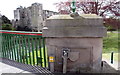 SK7954 : Parapet pier of bridge over the River Trent with castle in background by Roger Templeman