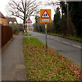 SO8013 : Warning signs facing School Lane, Quedgeley by Jaggery