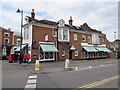 TQ1568 : Creek Road pillarbox, cash dispenser and awnings, East Molesey by Jaggery