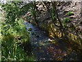 NS4277 : Old weir on the Overtoun Burn by Lairich Rig