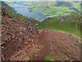 NY1615 : Footpath erosion near Red Pike by Hugh Venables