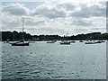 TM2038 : Boats on swing moorings at Pin Mill by Christine Johnstone