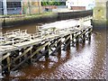 NZ2563 : Derelict staging at the Low Level Bridge by Oliver Dixon