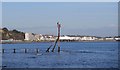 SZ5882 : Groyne marker, Littlestairs by Paul Coueslant