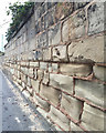 SP2865 : Erosion of a Warwick Sandstone wall, Northgate, Warwick by Robin Stott