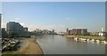 TQ2676 : Battersea Reach, from a train crossing the railway bridge by Christopher Hilton