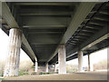 SE3430 : M1 Aire Valley Viaduct, from below by Stephen Craven