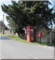 ST4496 : Queen Elizabeth II postbox and a Grade II listed phonebox in Gaerllwyd, Monmouthshire by Jaggery