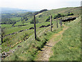 SK0199 : Footpath around Lees Hill by Stephen Burton