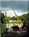 NS5666 : Mobile crane on the Snow Bridge, Kelvingrove by Richard Sutcliffe