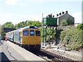 SE1190 : Leyburn railway station - incoming train by Stephen Craven