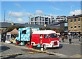 TQ3083 : Food Vans in Granary Square by Des Blenkinsopp