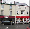 SO0428 : Costa Coffee and Clinton cards shop, High Street, Brecon by Jaggery