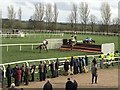 TF9228 : Jumping the first fence - Fakenham Racecourse, Norfolk by Richard Humphrey