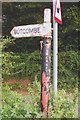 ST4859 : Direction Sign - Signpost by Ashley Lane, Burrington parish by Milestone Society