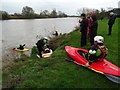 SO7515 : Canoeist launching in preparation for the Severn bore by Philip Halling