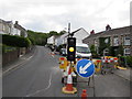 SN7909 : Temporary traffic lights, Station Road, Ystradgynlais by Jaggery