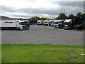 NS9224 : Lorry park, Abington Services by Philip Halling