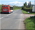 SO4810 : Stagecoach bus passes the entrance road to Square Farm Shop, Mitchel Troy by Jaggery