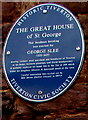 SS9512 : The Great House of St George blue plaque, St Peter Street, Tiverton by Jaggery