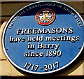 ST1067 : Freemasons blue plaque, Broad Street, Barry by Jaggery