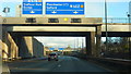 SJ7798 : Gantry in Front of Albert Road Bridge, M602 by Richard Cooke