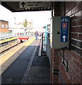 SO0506 : Cycle Route 8 direction sign on Merthyr Tydfil railway station by Jaggery