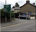 SO0351 : Distances sign in Builth Wells 13 miles from Rhayader by Jaggery