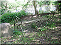 SP3365 : Wrought-iron seat, St Mary's Allotments, Leamington by Robin Stott